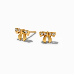 C LUXE by Claire's 18k Yellow Gold Plated Cubic Zirconia Bow Stud Earrings