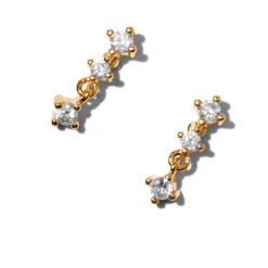 C LUXE by Claire's 18k Yellow Gold Plated Triple Cubic Zirconia 0.5" Drop Earrings
