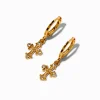 C LUXE by Claire's 18k Yellow Gold Plated Cubic Zirconia Ornate Cross Hoop Earrings