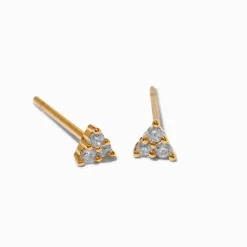 C LUXE by Claire's 18kt Gold Plated Cubic Zirconia Triangle Stud Earrings