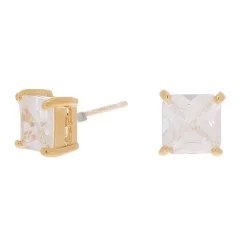 C LUXE by Claire's 18kt Gold Plated Cubic Zirconia 7mm Square Stud Earrings