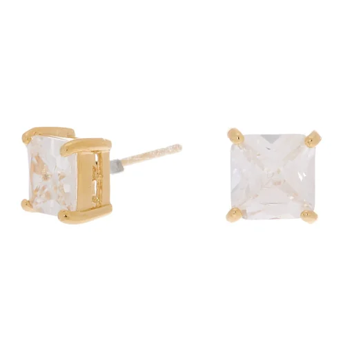 C LUXE by Claire's 18kt Gold Plated Cubic Zirconia 7mm Square Stud Earrings