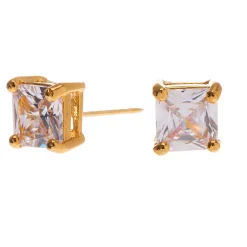 C LUXE by Claire's 18kt Gold Plated Cubic Zirconia 5mm Square Stud Earrings