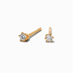 C LUXE by Claire's 18kt Gold Plated Cubic Zirconia 2mm Round Stud Earrings