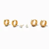 C LUXE by Claire's 18kt Gold Plated Cubic Zirconia Leaf Earring Stackables Set - 3 Pack