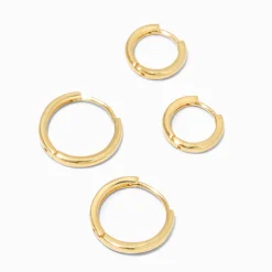 C LUXE by Claire's 18kt Gold Plated 8mm & 12mm Clicker Hoop Earrings - 2 Pack