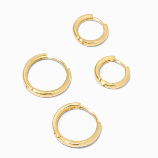 C LUXE by Claire's 18kt Gold Plated 8mm & 12mm Clicker Hoop Earrings - 2 Pack