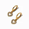 C LUXE by Claire's 18kt Gold Plated Crystal Open Heart 10mm Huggie Hoop Earrings