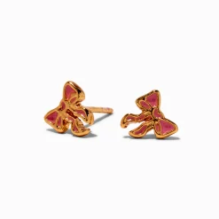 C LUXE by Claire's 18kt Gold Plated Pink Enamel Bow Stud Earrings