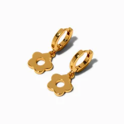 C LUXE by Claire's 18kt Gold Plated Daisy Huggie Hoop Earrings