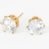 C LUXE by Claire's 18kt Gold Plated Cubic Zirconia 8mm Round Stud Earrings