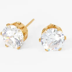 C LUXE by Claire's 18kt Gold Plated Cubic Zirconia 8mm Round Stud Earrings