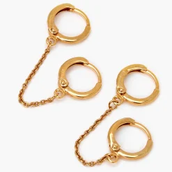 C LUXE by Claire's 18kt Gold Plated 10mm Connector Chain Hoop Earrings