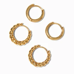 C LUXE by Claire's 18kt Gold Plated 8mm & 10mm Twisted Hoop Earrings - 2 Pack