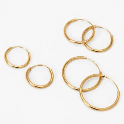 C LUXE by Claire's 18kt Gold Plated Classic Hoop Earrings - 3 Pack