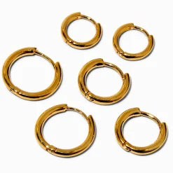 C LUXE by Claire's 18kt Gold Plated 8mm, 10mm, & 12mm Hoop Earrings - 3 Pack