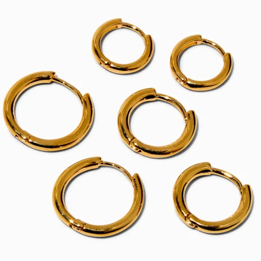 C LUXE by Claire's 18kt Gold Plated 8mm, 10mm, & 12mm Hoop Earrings - 3 Pack