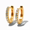 C LUXE by Claire's 18kt Gold Plated Pavé 8mm Cubic Zirconia Clicker Hoop Earrings