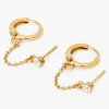 C LUXE by Claire's 18kt Gold Plated Crystal Hoop Connector Chain Stud Earrings