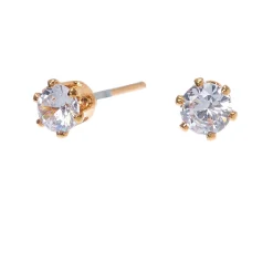 C LUXE by Claire's 18kt Gold Plated Cubic Zirconia 4mm Round Stud Earrings