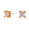C LUXE by Claire's 18kt Gold Plated Cubic Zirconia 3mm Square Stud Earrings