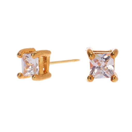 C LUXE by Claire's 18kt Gold Plated Cubic Zirconia 3mm Square Stud Earrings