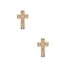 C LUXE by Claire's 18kt Gold Plated Crystal Cross Stud Earrings