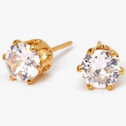 C LUXE by Claire's 18kt Gold Plated Cubic Zirconia 6mm Cupcake Stud Earrings