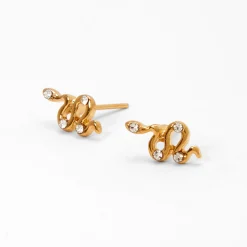 C LUXE by Claire's 18kt Gold Plated Crystal Snake Stud Earrings