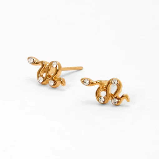 C LUXE by Claire's 18kt Gold Plated Crystal Snake Stud Earrings
