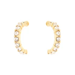 C LUXE by Claire's 18kt Gold Plated Crystal Half Hoop Earrings
