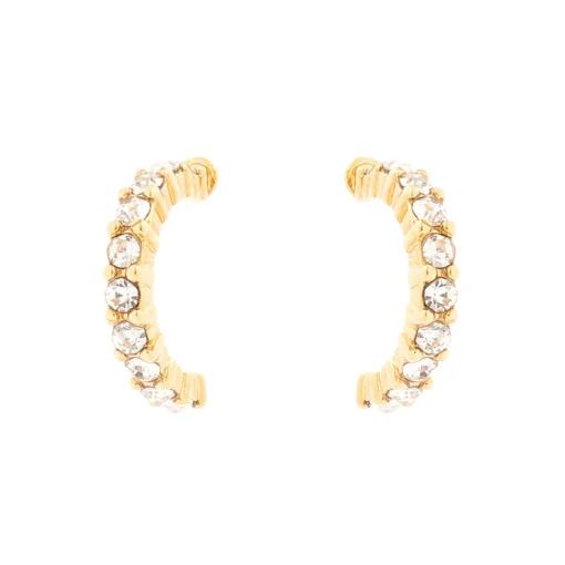 C LUXE by Claire's 18kt Gold Plated Crystal Half Hoop Earrings