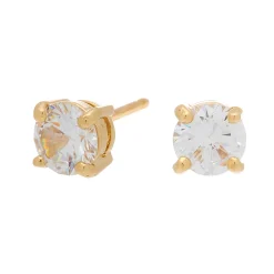 C LUXE by Claire's 18kt Gold Plated Cubic Zirconia 6mm Round Stud Earrings