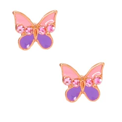 C LUXE by Claire's 18kt Rose Gold Plated Pink & Purple Butterfly Stud Earrings
