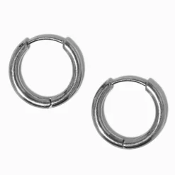 C LUXE by Claire's Silver-tone Titanium 12mm Tube Hoop Earrings