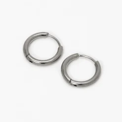C LUXE by Claire's Silver-tone Titanium 10mm Tube Hoop Earrings