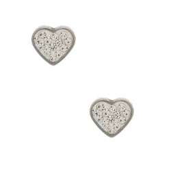 C LUXE by Claire's Silver Titanium White Crystal Heart Stud Earrings