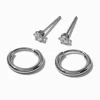 C LUXE by Claire's Silver-tone Titanium Cubic Zirconia Studs & Clicker Hoop Earrings - 2 Pack