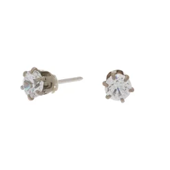 C LUXE by Claire's Silver-tone Titanium Cubic Zirconia 3mm Round Stud Earrings