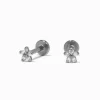 C LUXE by Claire's Silver-tone Titanium Cubic Zirconia Micro Daisy Flat Back Stud Earrings