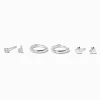 C LUXE by Claire's Sterling Silver Cubic Zirconia 2mm Round Stud, Hearts & 8mm Clicker Hoop Earrings - 3 Pack