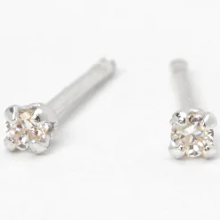 C LUXE by Claire's Sterling Silver Cubic Zirconia 2mm Round Stud Earrings