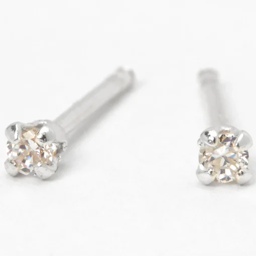 C LUXE by Claire's Sterling Silver Cubic Zirconia 2mm Round Stud Earrings