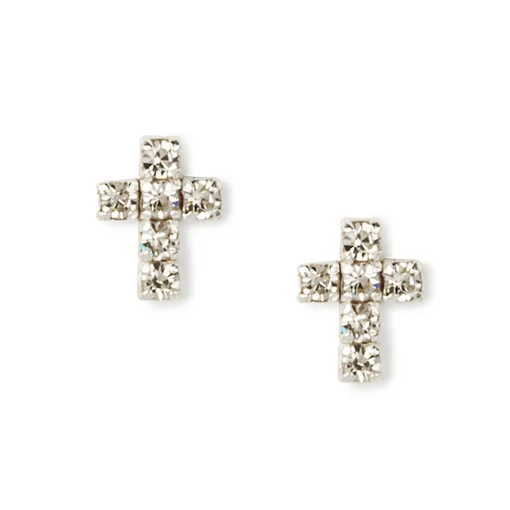 C LUXE by Claire's Sterling Silver Embellished Cross Stud Earrings