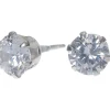 C LUXE by Claire's Sterling Silver Cubic Zirconia 6mm Round Stud Earrings
