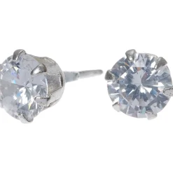 C LUXE by Claire's Sterling Silver Cubic Zirconia 6mm Round Stud Earrings