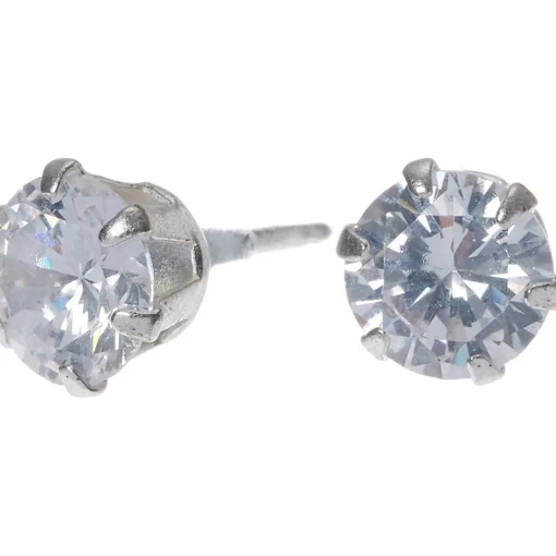 C LUXE by Claire's Sterling Silver Cubic Zirconia 6mm Round Stud Earrings