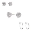 C LUXE by Claire's Sterling Silver Cubic Zirconia Stud & Hoop Earrings - 3 Pack