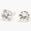 C LUXE by Claire's Sterling Silver Cubic Zirconia 7mm Round Cupcake Stud Earrings