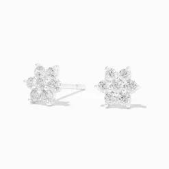 C LUXE by Claire's Sterling Silver Cubic Zirconia Flower 8mm Stud Earrings